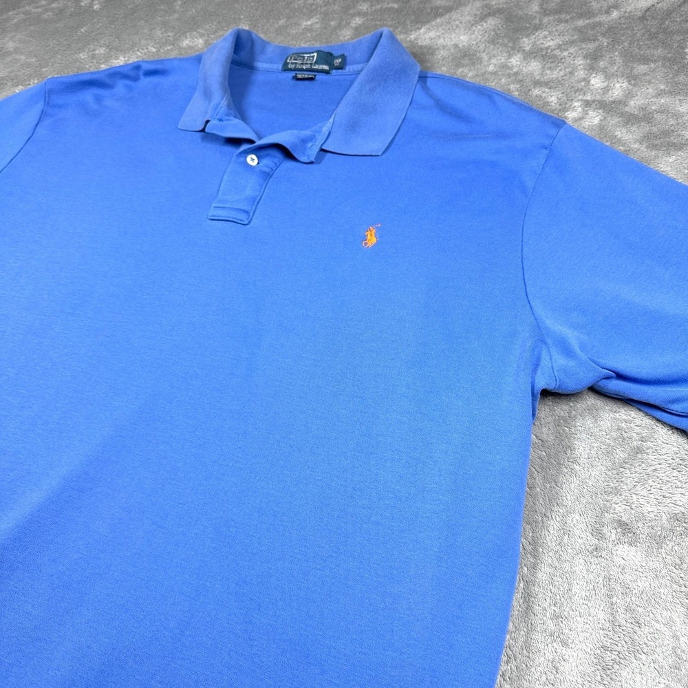 Polo Ralph Lauren Men's 2XB Blue Short Sleeve Polo Shirt Orange Pony Logo